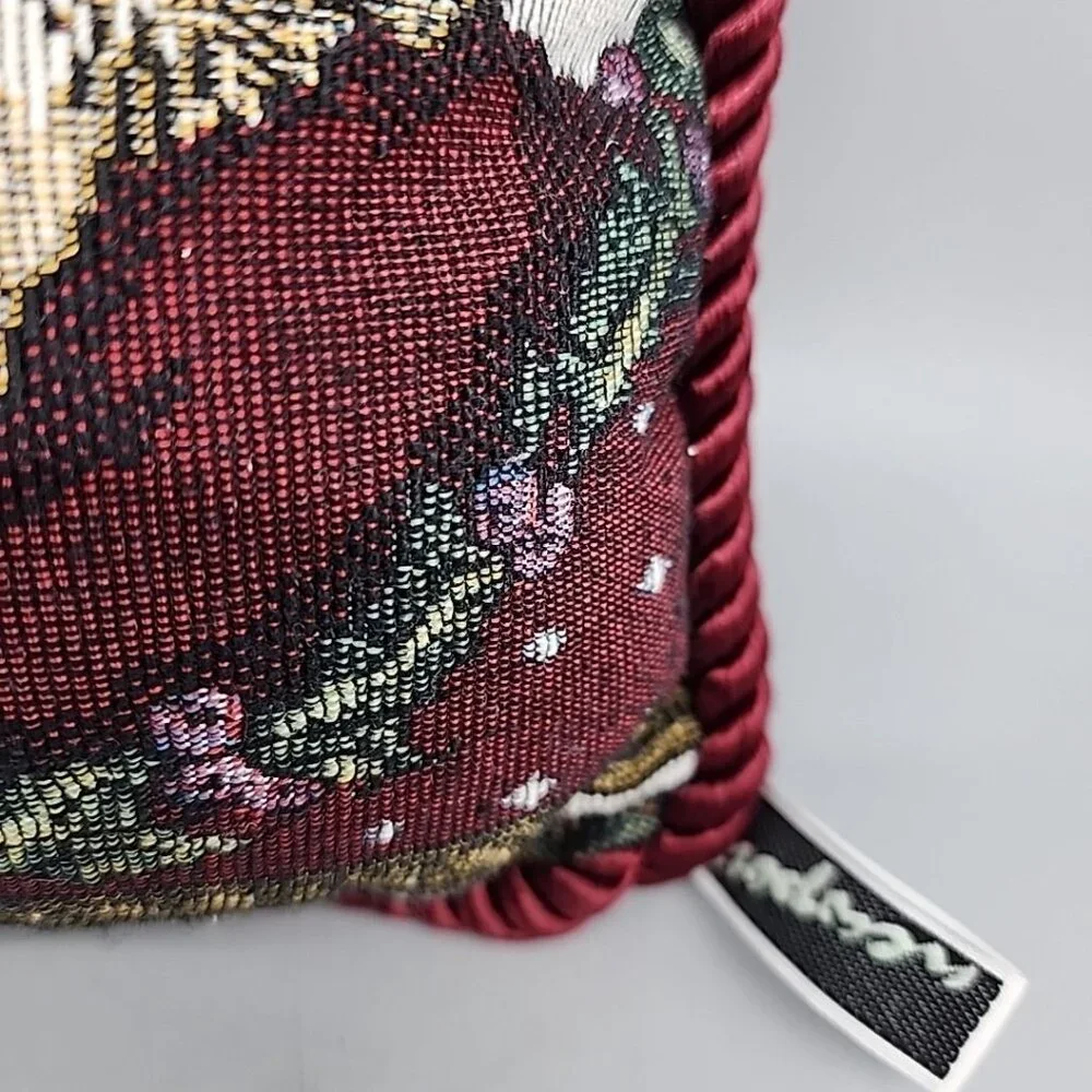 Vintage Needlepoint Tapestry Throw Pillow Santa Holiday Christmas 12